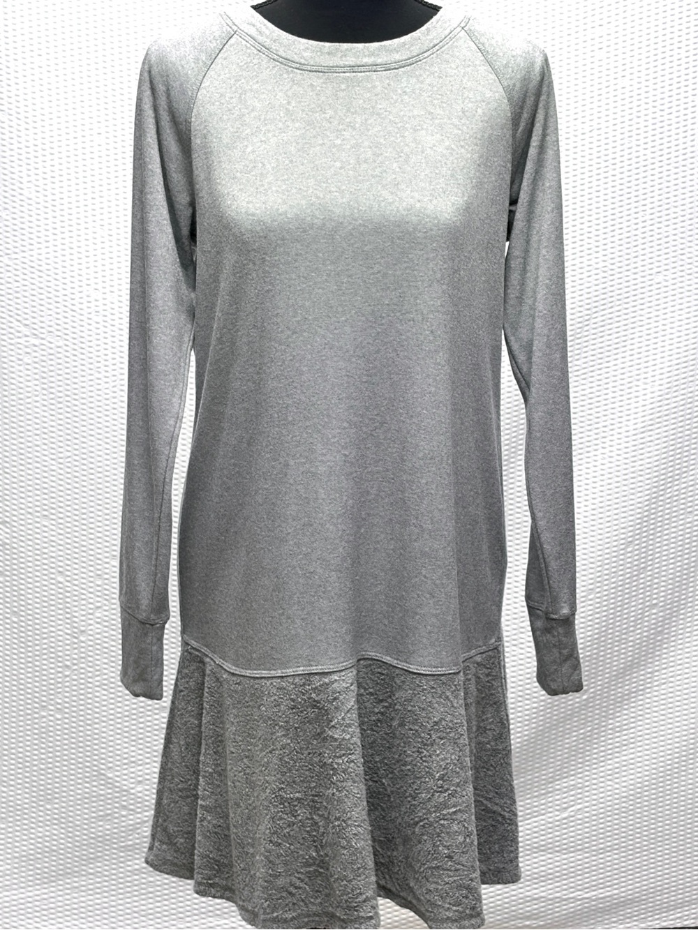 CAbi Flashdance Sweatshirt Tunic Dress Women’s S Gray Fleece Flounce Hem 3459